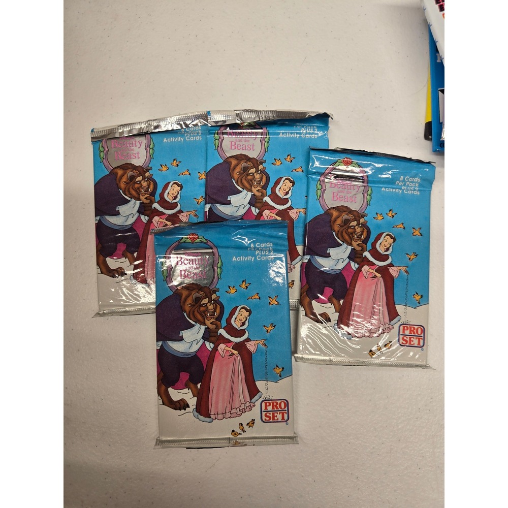 Vintage 1992 Pro Set Disney Beauty and the Beast Trading Card Packs Lot of 4 New